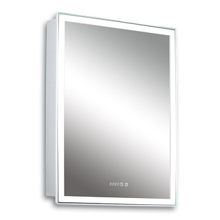 Шкаф зеркальный для ванной Silver Mirrors Киото с часами, 50 см