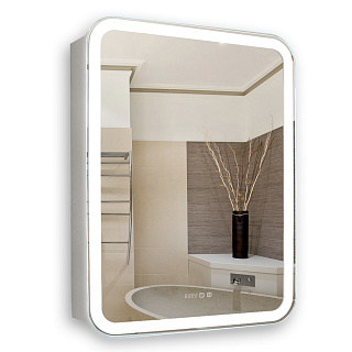 Шкаф зеркальный для ванной Silver Mirrors Фиджи с часами, 60 см