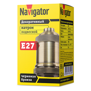 Патрон электрический navigator 61 518 NLH-V01-007-E27 метал черненая бронза