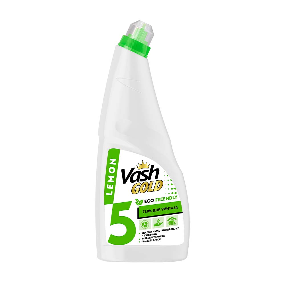 Чистящее средство для унитаза гель для туалета и ванной с дозатором утенок Vash Gold Eco Friendly, лимон, 750 мл