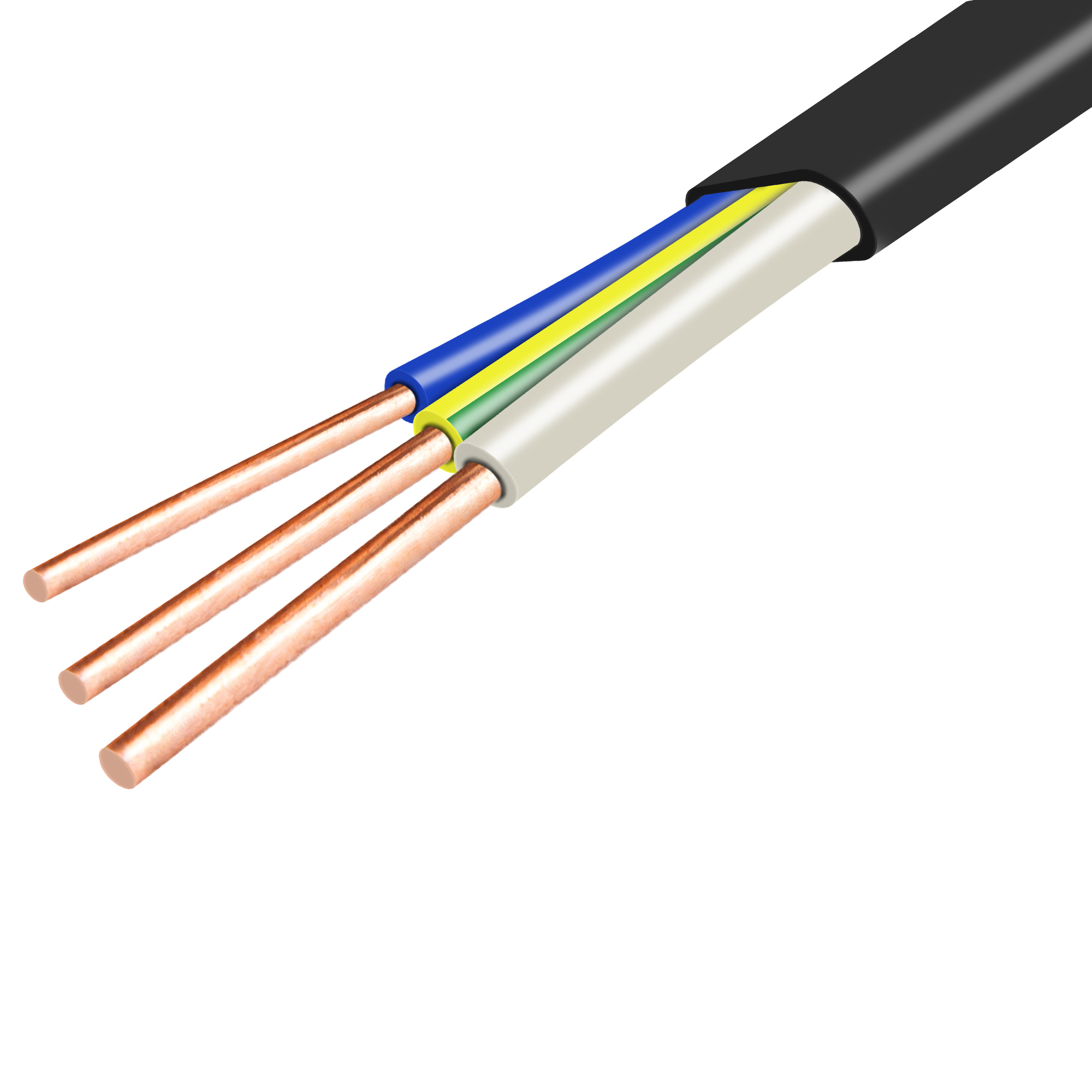 Силовой кабель ГОСТ Элпрокабель плоский ВВГп НГ LS 3 х 4 мм на отрез .