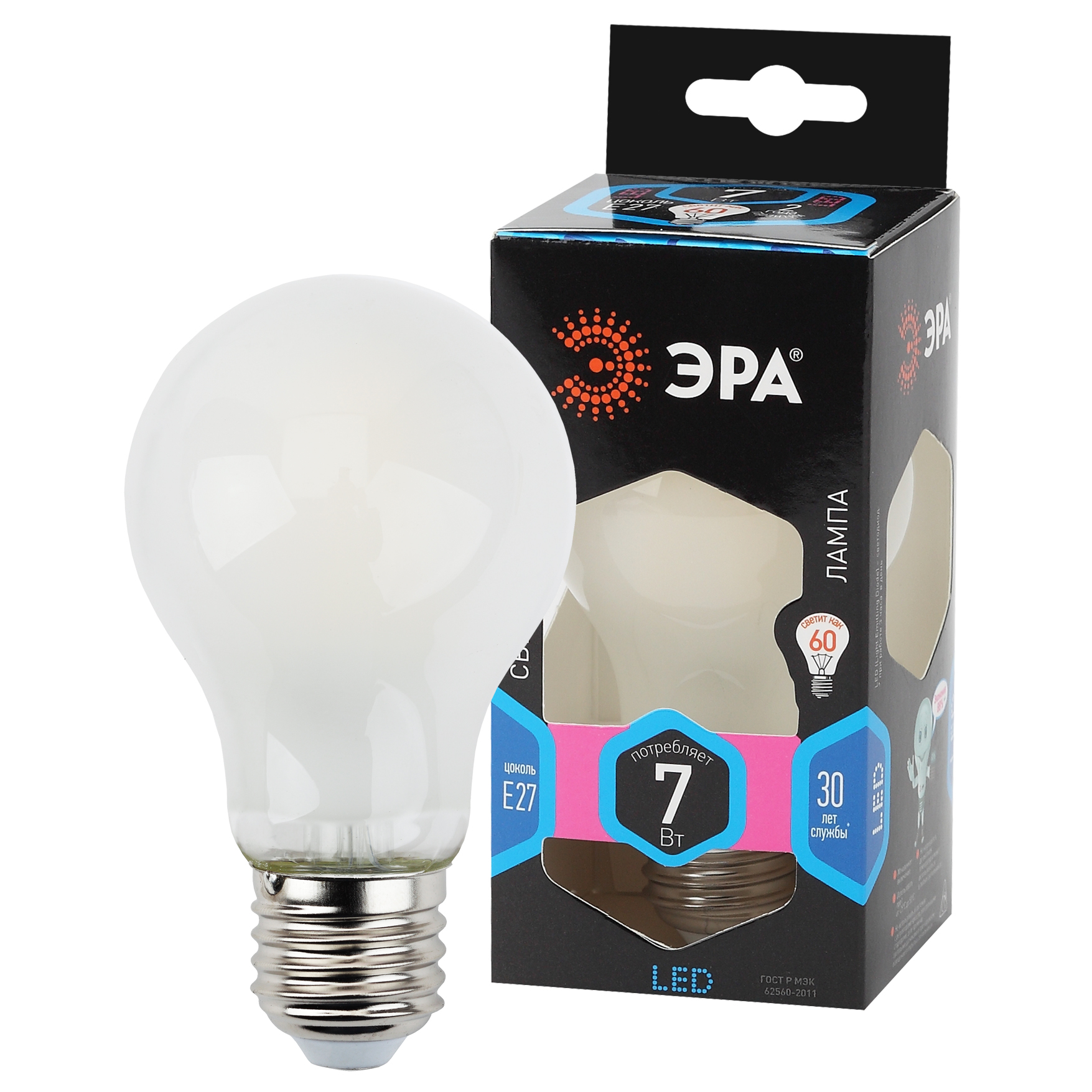 Светодиодная лампа Эра 1 х Е27 х 7 Вт, холодный свет купите по низкой .