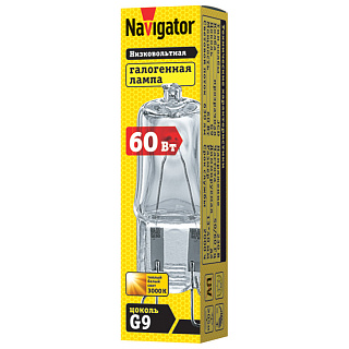 Галогеновая лампа Navigator 1 х G9 х 60 Вт, теплый свет