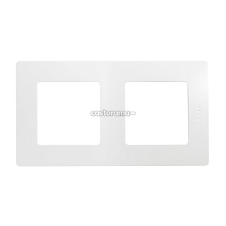 Рамка для розеток и выключателей квадратная Legrand Etika, пластик, белая, 2 поста