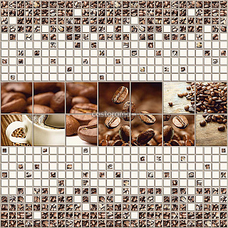 Комплект панно ПВХ Регул Кофе, коричневый, белый, 922 х 642 х 0,6 мм, 3 шт.