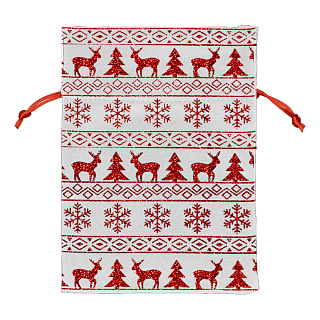 Мешок для подарков Рождество 12,5 х 17,5 см, серый с красным узором