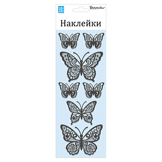 Наклейка мини Room Decor Мерцающие бабочки 10 х 25 см, черная
