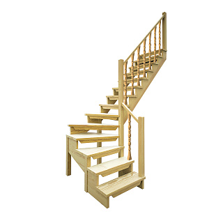 Лестница межэтажная деревянная с подступенками Лесенка ЛЕС-09-У универсальная