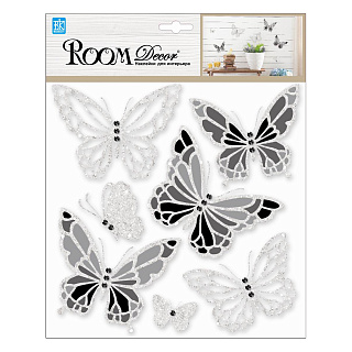 Наклейка со стразами Room Decor Черные бабочки 25 х 25 см