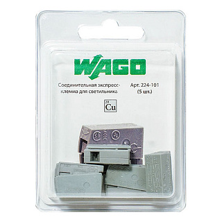Клемма соединительная Wago 224-101 2 х 0,5–2,5 мм2, 5 шт.