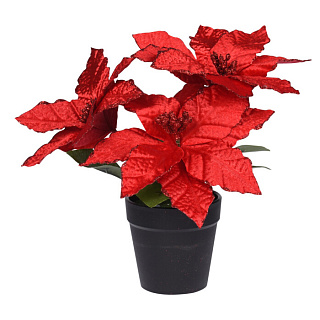 Елочная гирлянда рождественский цветок, 27 см, красный