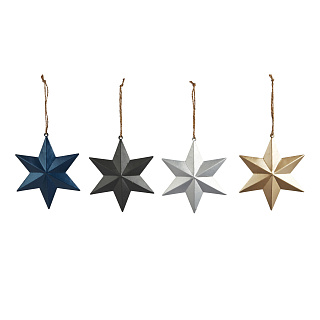 Набор елочных украшений Скандинавские звезды, металл, разноцветный, 12 шт.
