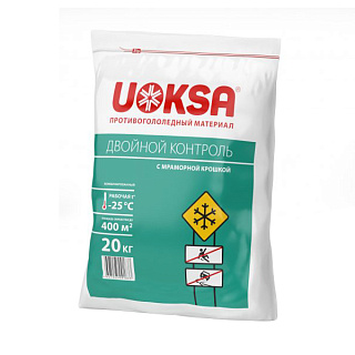 Противогололедный реагент сыпучий UOKSA Двойной контроль, 20 кг