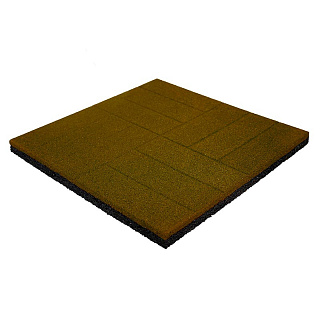 Плитка тротуарная резиновая Vitolit 500 х 500 х 30 мм, паркет, пуансон, желтая