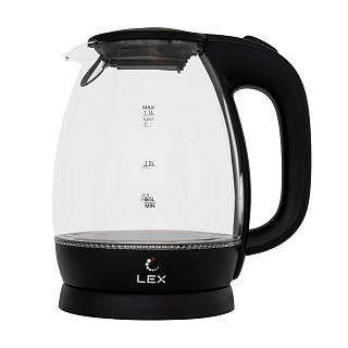 Чайник LEX LX3002-1, 2200 Вт, 1,7 л, черное стекло