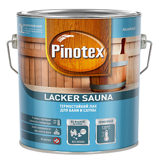 Лак для бани и сауны Pinotex Lacker Sauna 5254108, полуматовый, 2,7 л