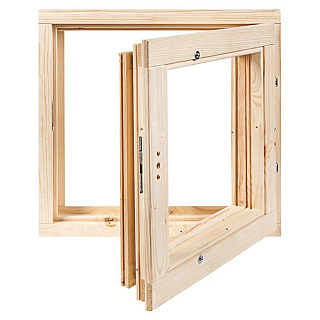 Окно деревянное поворотное правое 60 х 60 см без стекла