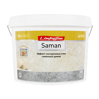 Покрытие структурное L'Impression Saman 150-170, эффект состаренных стен, 12 кг