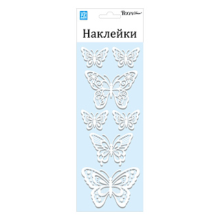 Наклейка мини Room Decor Мерцающие бабочки 10 х 25 см, белая