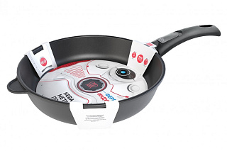 Сковорода-гриль для индукционной плиты 28 см "Ферра Индукция" НПМ, cъемная ручка, литой алюминий, чёрная