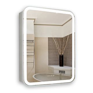 Шкаф зеркальный для ванной Silver Mirrors Фиджи с часами, 50 см