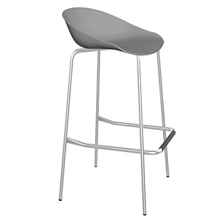 Барный стул Sheffilton хром/серый 76 см