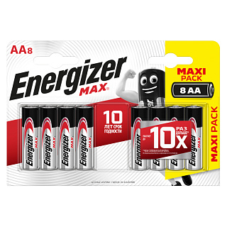 Батарейка алкалиновая Energizer MAX E301531301 AA/BP8RU, 8 шт.