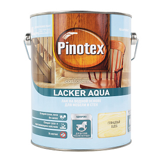 Лак глянцевый Pinotex Lacker Aqua 70, бесцветный, 2,7 л