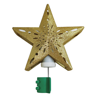 Верхушка-проектор на елку Звезда, пластик, золотистая