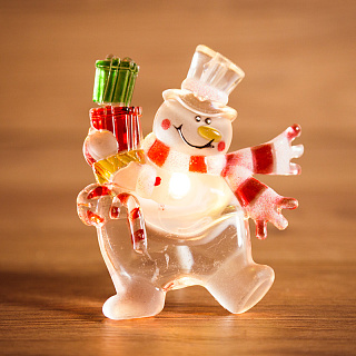 Светодиодная фигура на присоске Neon-night Снеговик с подарком RGB